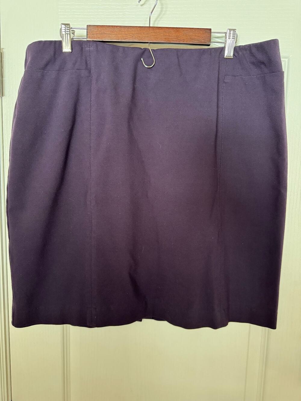 J.Jill Eggplant Purple Ponte Skirt XL Stretch Work Career Comfort Office